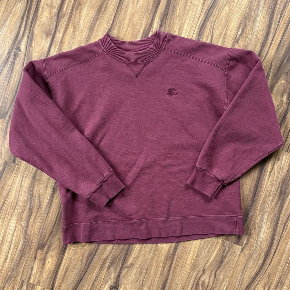 Vintage Starter Pro Series Crewneck Sweatshirt Womens M Maroon Heavyweight‎